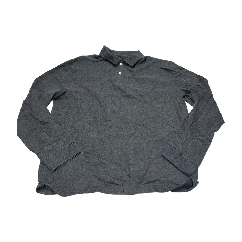 St John's Bay Legacy Polo Shirt Men's Large Gray Golf Performance Long Sleeve
